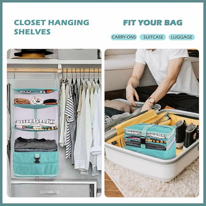 Surblue Hanging Closet Storage Bag Collapsible 3-Shelf Washable Oxford Fabric - Image 3