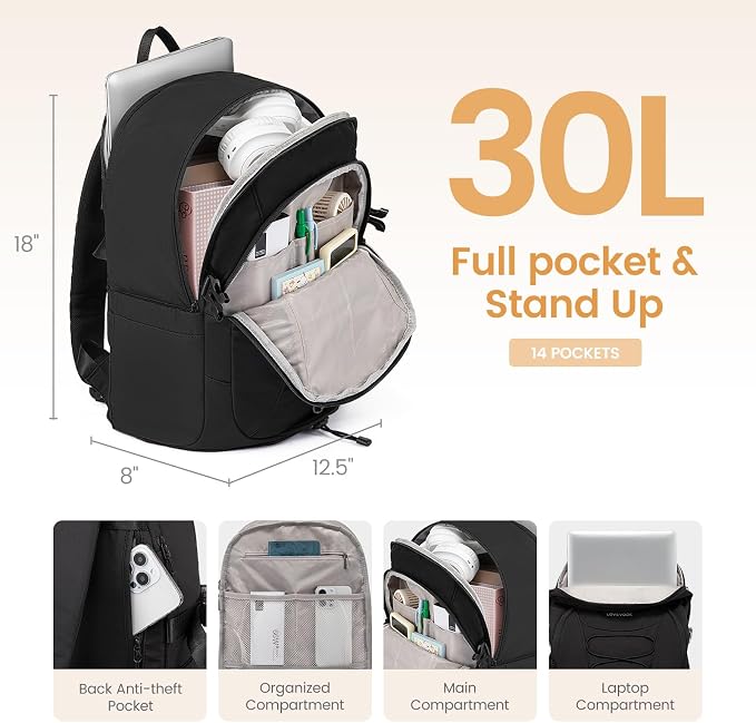 LOVEVOOK Mens Backpack with Giant Tumbler Holder Pocket, 17 Inch Everyday - Image 3