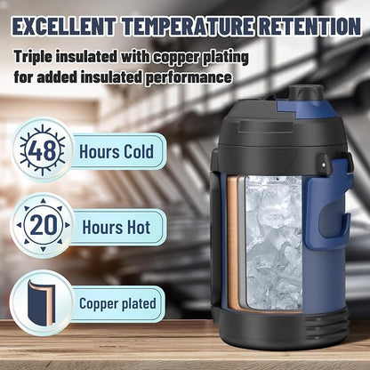 Zukro 1 Gallon Water Jug, One Gallon Large Triple Wall Insulated Metal Jug - Image 2