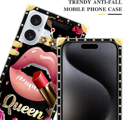 Compatible with iPhone 16 Case, Glitter Red Rose Queen Leopard Lipstick Luxury - Image 4