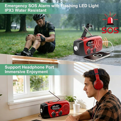 18500mWh Weather Emergency Radio, Portable Solar AM/FM/NOAA Hand Crank Radio - Image 5