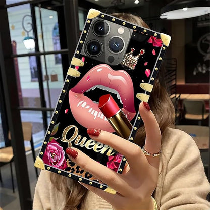 Compatible with iPhone 12 Pro Max Case, Glitter Red Rose Queen Leopard Lipstick - Image 6