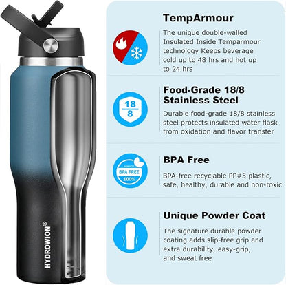 HYDROWION 32oz Water Bottle, Double Wall Vacuum Stainless Steel Insulated Water - Image 3