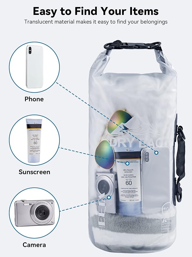 HEETA Dry Bag Waterproof for Women Men, 5L/10L/20L/30L/40L Roll Top Lightweight - Image 7