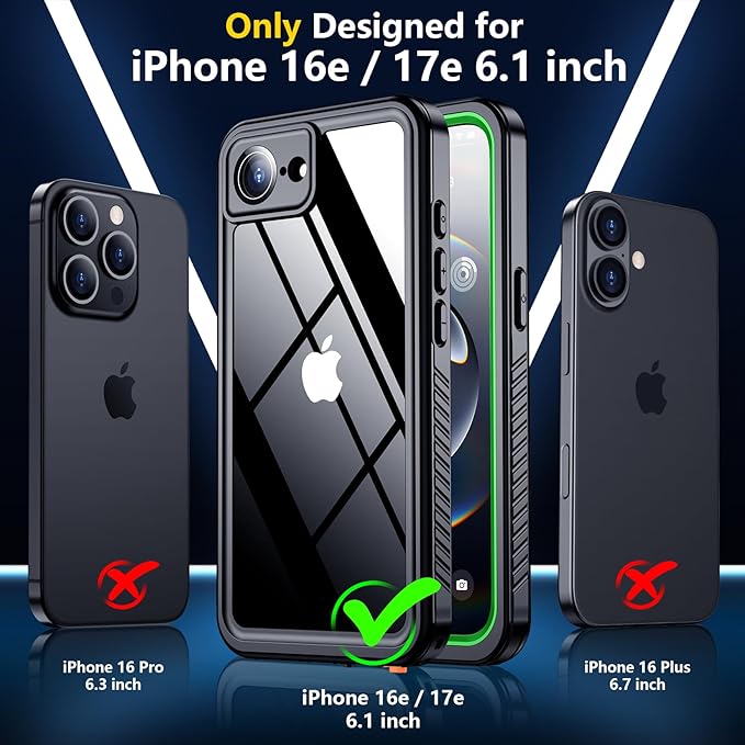 SPIDERCASE for iPhone 16e Case/iPhone 17e Case Waterproof, Built-in Screen & - Image 2