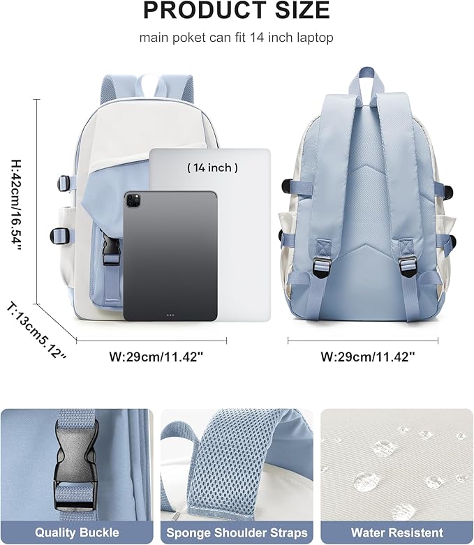 coowoz School Bag Lightweight Casual Daypack College Laptop Backpack - Image 3