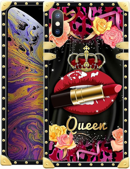 Compatible with iPhone XR Case, Queen Lip Crown Leopard Print Luxury Golden by Unknown