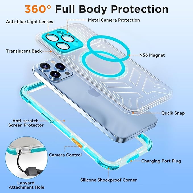 WIFORT for iPhone 16 Pro Waterproof Case, Fit for Magsafe Full Body Magnetic - Image 6