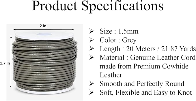GENIQUE Real/Genuine Round Leather String Cord - Image 3