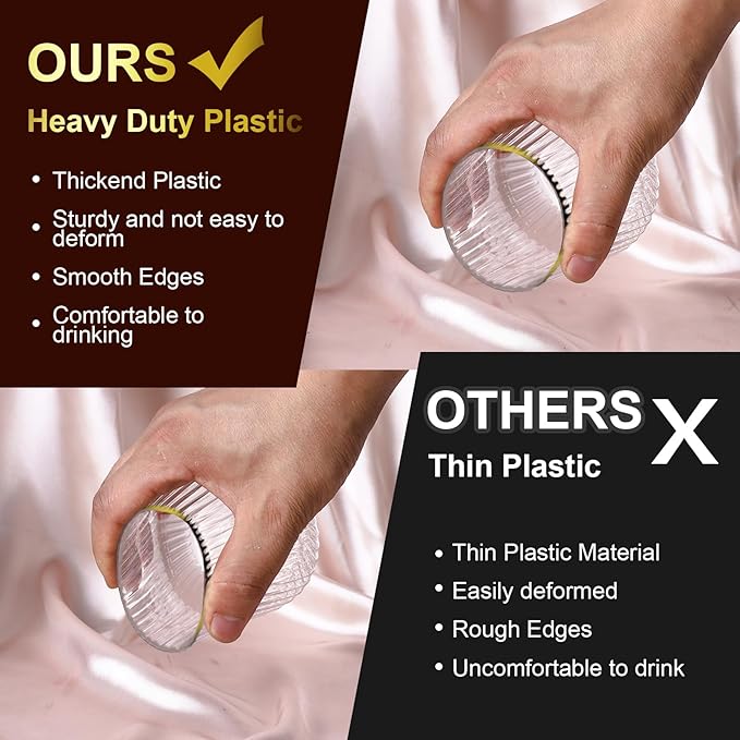 Lueumxc 40 Pack Plastic Ribbed Wine Glasses, 14Oz Origami Disposable Wine - Image 2