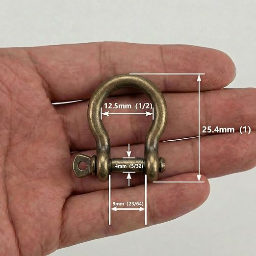 Antique Brass 5/32" Bow Shackle, 5 Pack - Image 2