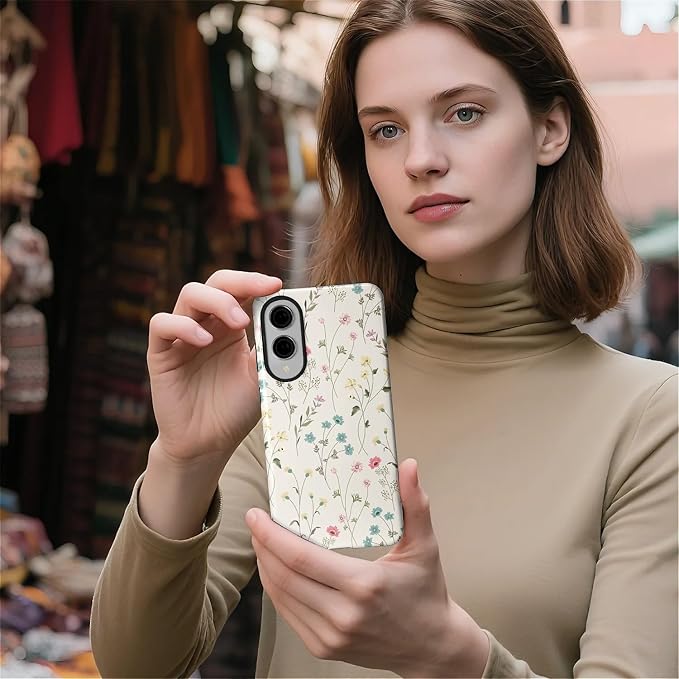 for Samsung Galaxy S25 Edge Case, HL2 Beige Flower Branch Hybrid 2 Layer Hard - Image 5