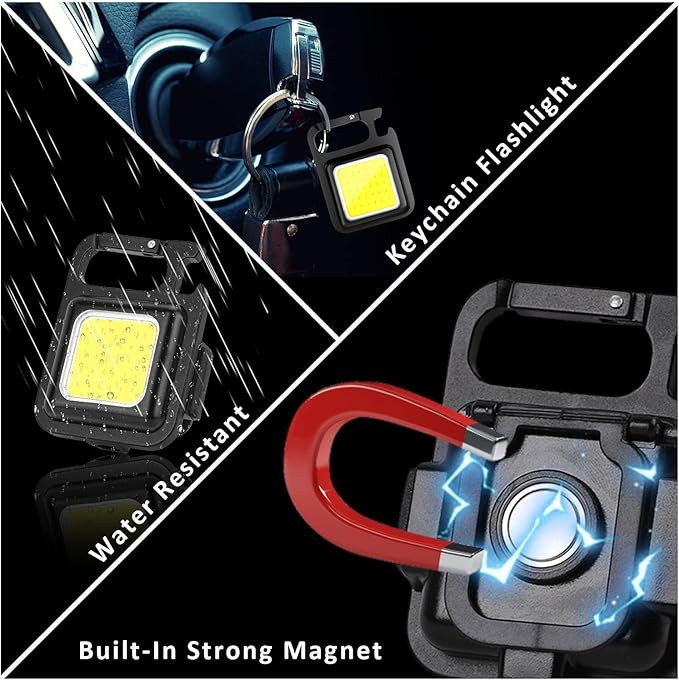 MAKDAK COB Rechargeable Keychain Flashlight 2Pack, High Lumen Super Bright LED - Image 5
