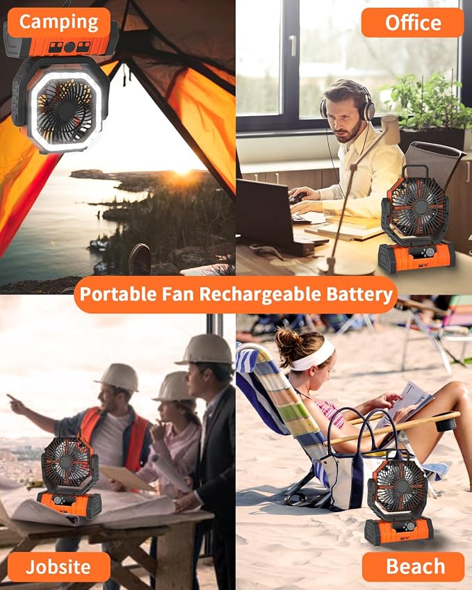 ADUST Camping Fan - 20000mAh Battery Powered Fan Battery Operated Rechargeable - Image 8