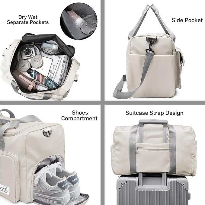 Suruid Travel Duffel Bag with Shoes Compartment Sports Gym Bag with Dry Wet - Image 3