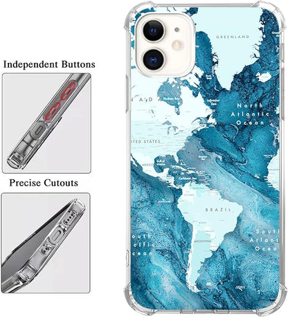 Aesthetic Blue World Map Case for iPhone 11 - Image 3