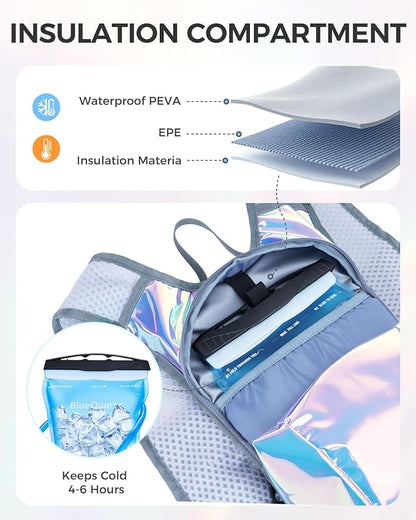 Blue Quartz Rave Hydration Backpack, Reflective Hiking Pack - Image 4
