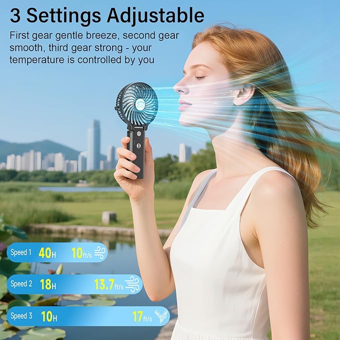 HandFan 10400mAh Handheld Fan Rechargeable, 40Hrs Long-Lasted Hand Fan - Image 4