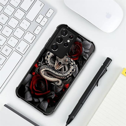 for Samsung Galaxy S21 Ultra Case, Entwined Rose Snake Pattern Graphic Design - Image 7