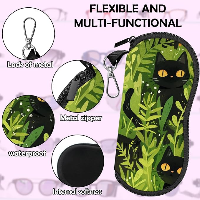 Glasses Case Sunglasses Eyeglass Soft Case Zipper Light Neoprene Pouch - Image 4