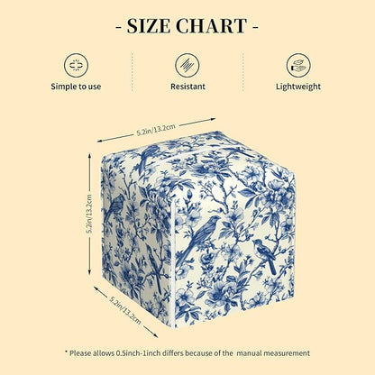 Tissue Box Cover Square, Vintage Floral and Blue Bird Tissue Box Holder - Image 2