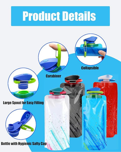 4 Pack Collapsible Water Bottle - Image 2