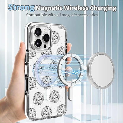 Case for iPhone 16 Pro Max, Disco Ball Grayish White Phone Case Design，for - Image 4