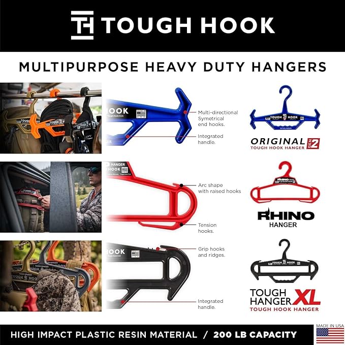 Tough Hook Original Heavy Duty Hanger, Anti-Slip Tactical Hanger - Image 5