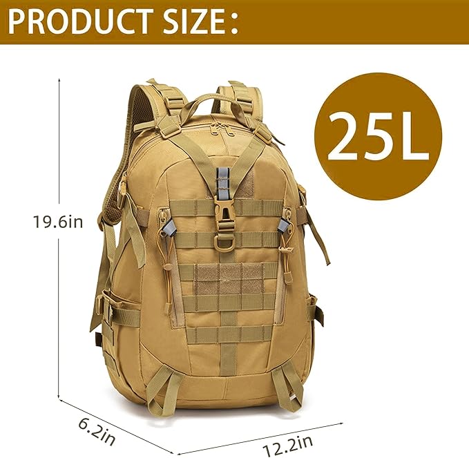 aiGear Tactical Backpack for Men, 25L Military Backpack, 3-Day Bug Out Bag for - Image 2