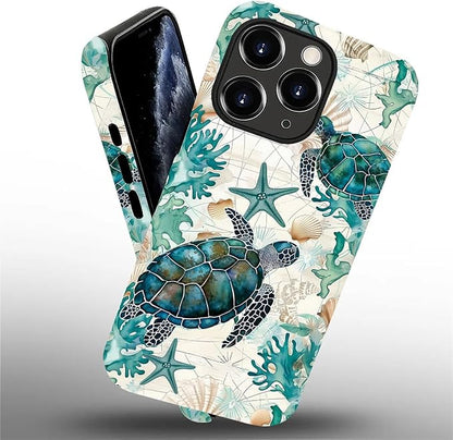 for iPhone 11 Pro Max Case, HH2 Ocean Sea Turtle Nautical Map Hybrid 2 Layer - Image 2