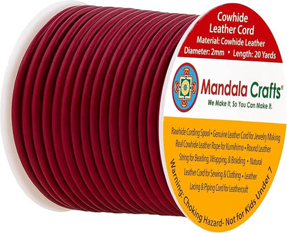 Mandala Crafts Round Genuine Burgundy Leather Cord by MandalaCrafts