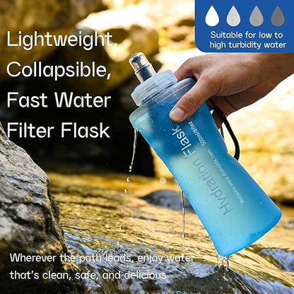 GUYI 1.0L Collapsible Water Filter Bottle, Removes Impurities, BPA Free - Image 3