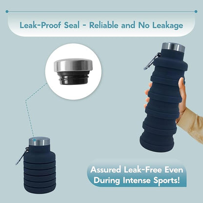 Collapsible Water Bottles 12oz, Odorless BPA-Free Silicone, Leak-Proof Foldable - Image 4