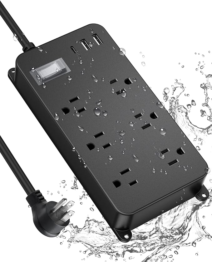 Outdoor Power Strip Weatherproof, 20W USB C Port, Waterproof Extension Cord by Jgstkcity