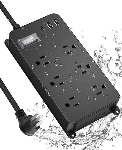 Outdoor Power Strip Weatherproof, 20W USB C Port, Waterproof Extension Cord by Jgstkcity