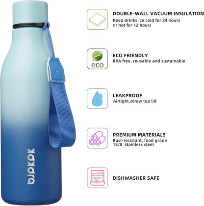 BJPKPK Insulated Water Bottles, 18 oz Stainless Steel Metal Water Bottle - Image 2