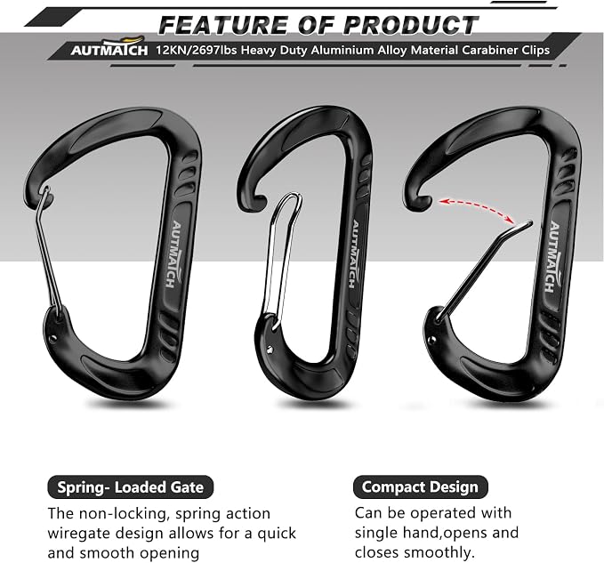 AUTMATCH Carabiner Clips, 4 Pack - Image 2