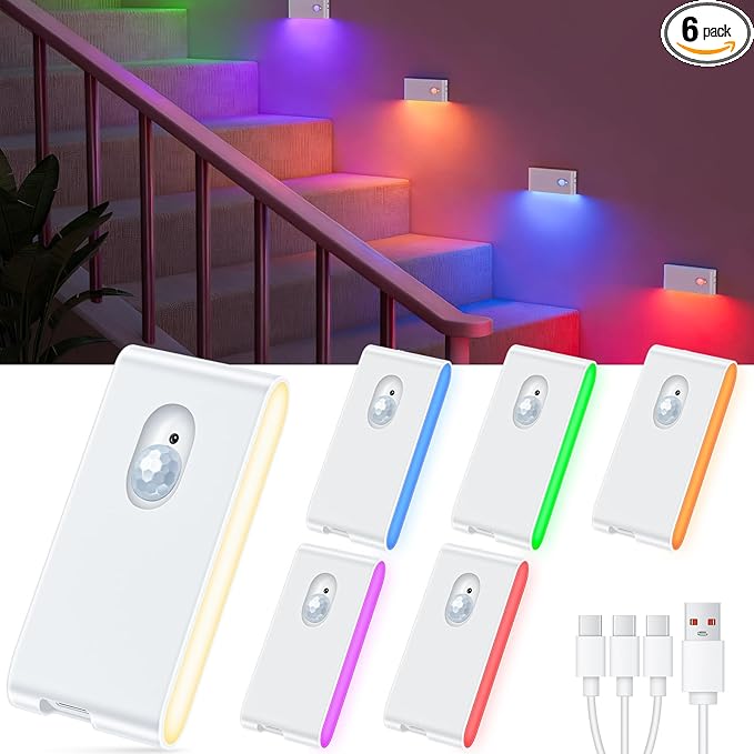 WILLED Stair Lights Indoor, RGB & Warm White Motion Sensor Night Light by WILLED