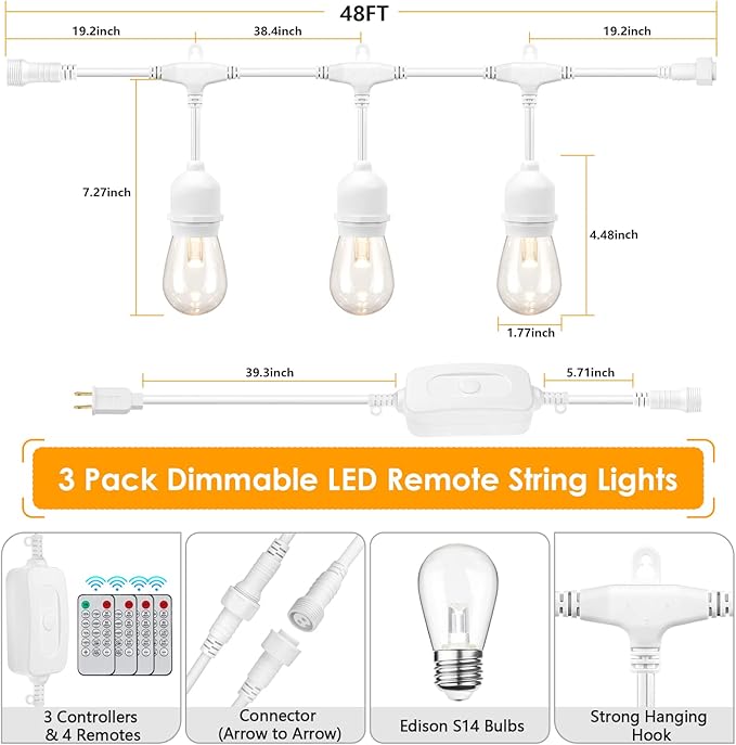 Mlambert 3 Color Outdoor LED Dimmable String Lights - Image 4
