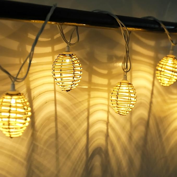 Vigdur Rattan Ball String Lights - 10FT Lantern String Lights Plug in - Image 6