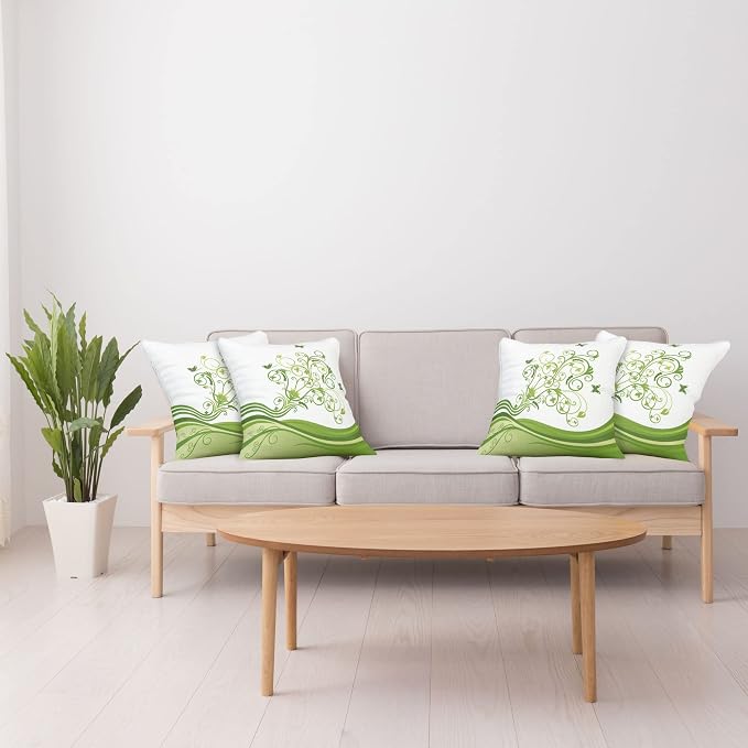 Ambesonne Vines Throw Pillow Cushion Case Pack of 4, Butterflies Leaves Flowers - Image 4