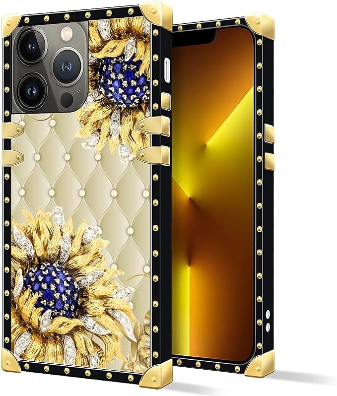 Compatible with iPhone 13 Pro Max Case, Sunflower Diamonds Leather Luxury - Image 2