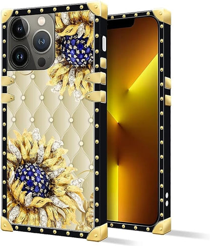 Compatible with iPhone 13 Pro Max Case, Sunflower Diamonds Leather Luxury - Image 2