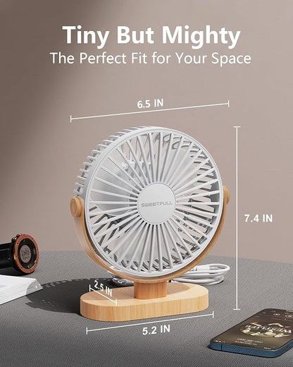 SWEETFULL Small USB Desk Fan 6.5 Inch, 3 Speeds Portable Personal Desktop Table - Image 3