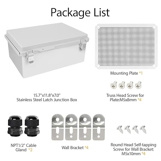 LeMotech Electrical Box, IP67 Waterproof Hinged Cover Stainless Steel Latch - Image 9