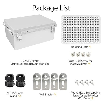 LeMotech Electrical Box, IP67 Waterproof Hinged Cover Stainless Steel Latch - Image 9