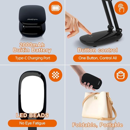Akejrym LED Desk Lamp for Office Home & Battery Operated Lamp Rechargeable Lamp - Image 6
