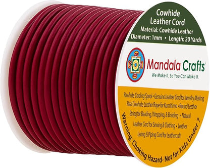 Mandala Crafts Round Genuine Burgundy Leather Cord by MandalaCrafts