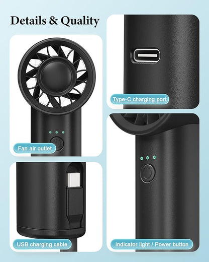 Portable Handheld Fan with Power Bank, 3 IN 1 USB Rechargeable Mini Personal - Image 7