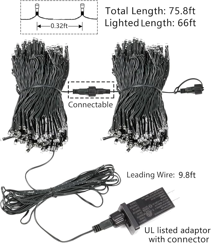 200 LED Red White and Blue Christmas String Lights Outdoor Indoor, 75.8 FT 4th - Image 8